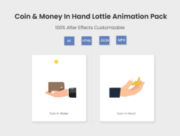 Coin & Money In Hand Lottie Animation Pack Website Banner - Lottie Wizard